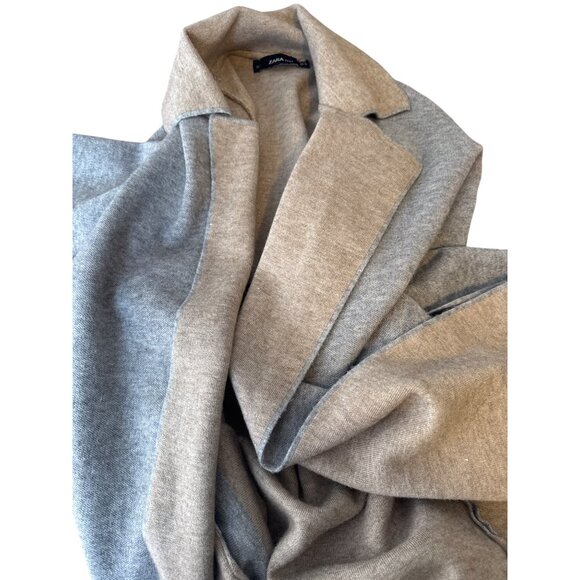 ZARA Knit Open Front Small Cardigan Coat Gray & Beige Viscose Blend Womens - Picture 10 of 12